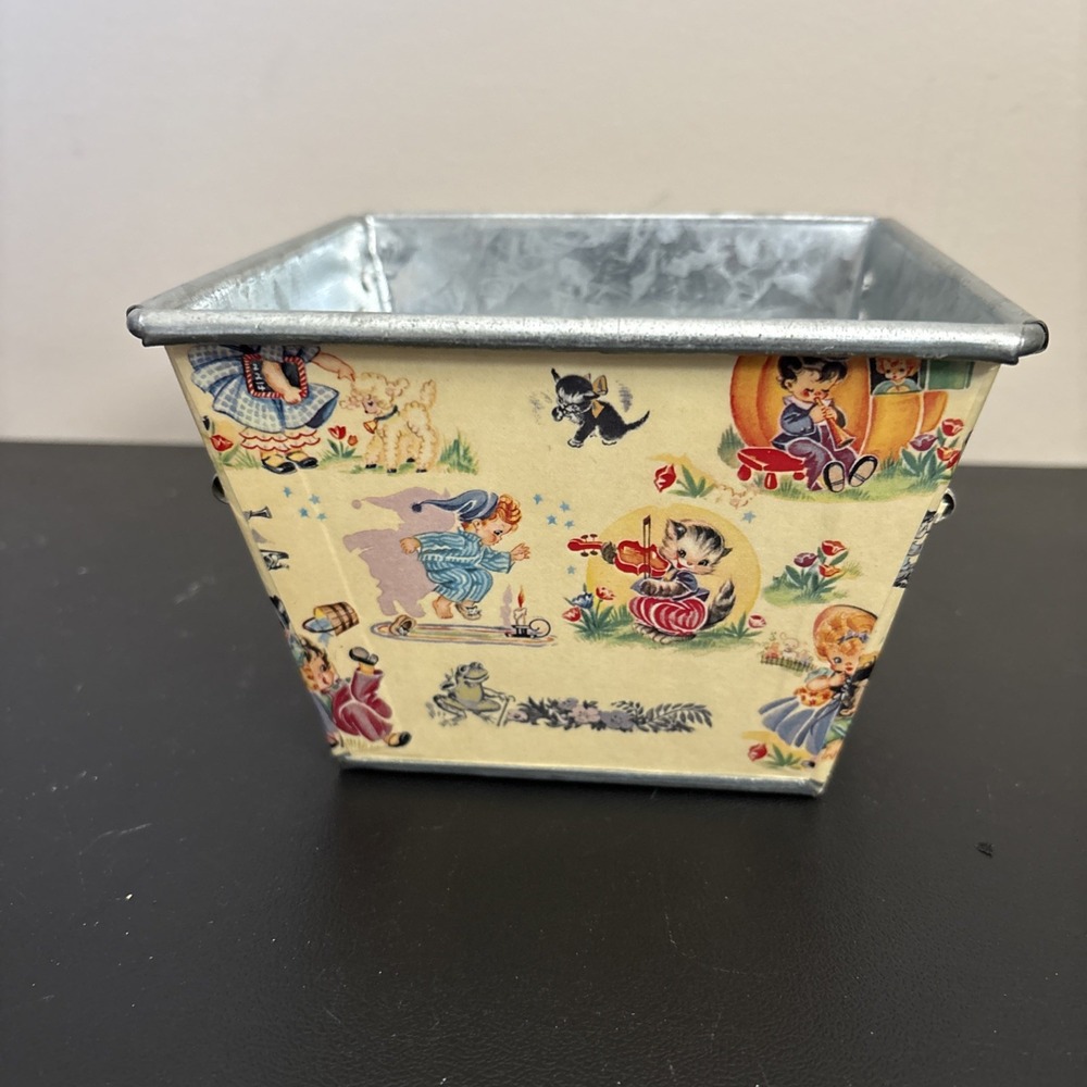 Nursery Rhymes Metal Tin Square Bucket The Mac Beth Collection